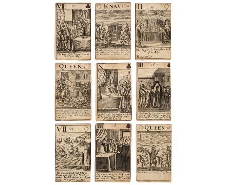 * Playing cards. The Reign of James II &amp; the Glorious Revolution, circa 1689-1700, 50 (of 52) copper-engraved pictorial c