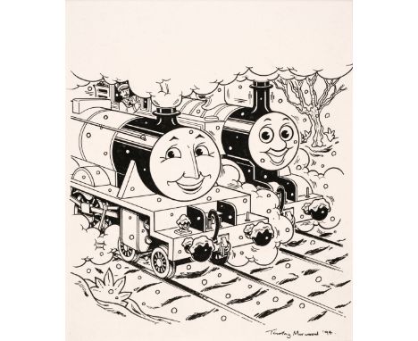 * Marwood (Timothy, 1954-2008). Six drawings of Thomas the Tank Engine and friends, pen and ink, one depicting Thomas and Gor
