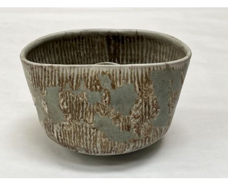 DAME LUCIE RIE, DBE. AUSTRIAN 1902-1995. An ovoid stoneware bowl, the interior with cylindrical projection. Impressed artist"