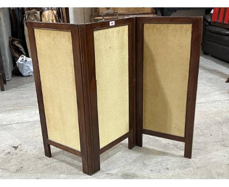 An early 20th Century mahogany triptych firescreen, 34" high.