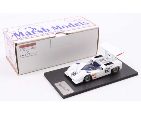 A Marsh Models 1/43 scale factory hand built model of a MM236 Chaparral 2G Las Vegas 1967, finished in white with racing No. 