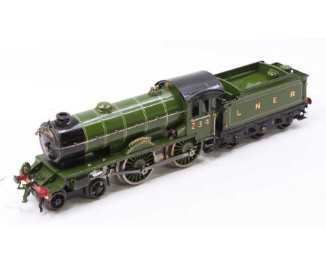1930/1 Hornby No.2 Special loco &amp; tender, clockwork, 4-4-0 ‘Yorkshire’ LNER No.234, green running plate, some paint loss 