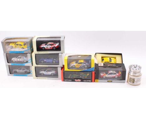 One tray containing a quantity of 1/43 scale diecast and resin racing miniatures to include Minichamps, Quartzo and others, s