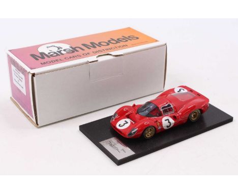 A Marsh Models Thundersport 1/43 scale kit built model of an MM194/B3 Ferrari P4 Monza 1967 race car, as driven by Amon/Bandi