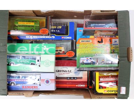 One tray containing a quantity of Corgi related and Matchbox issue diecasts to include a Corgi Hauliers Reknown Gretna FC Liv