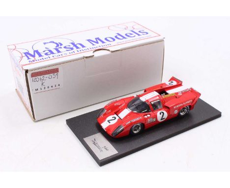 A Marsh Models 1/43 scale factory hand built model of a MM225 Lola T70 MKIIIB, finished in red with racing No. 2, as driven b