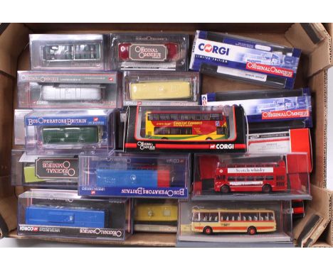 20 Corgi Original Omnibus Company 1/76th scale bus and coach models, with examples including a Wright Eclipse Gemini Lincolns