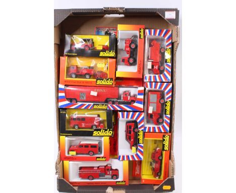 A collection of Solido emergency service related diecast vehicles and accessories to include an FDNY tractor unit and respons
