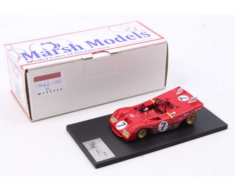 A Marsh Models 1/43 scale factory hand-built model of an MM259 MA7 Ferrari 312PB race car, dated 1971, as driven by Ickx &amp