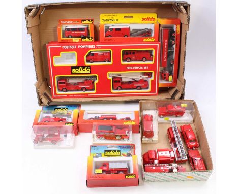 One tray containing a quantity of boxed and loose Solido emergency service related diecast vehicles to include The Solido No.