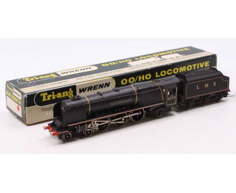 W2227 Wrenn 2-rail 4-6-2 loco &amp; tender LMS ‘City of Stoke on Trent’ black lined straw &amp; red. Loco (E-NM) Tender would