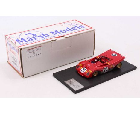 A Marsh Models 1/43 scale factory hand-built model of an MM230 M25 Ferrari 312PB 1971 Sebring race car, limited edition No. 3