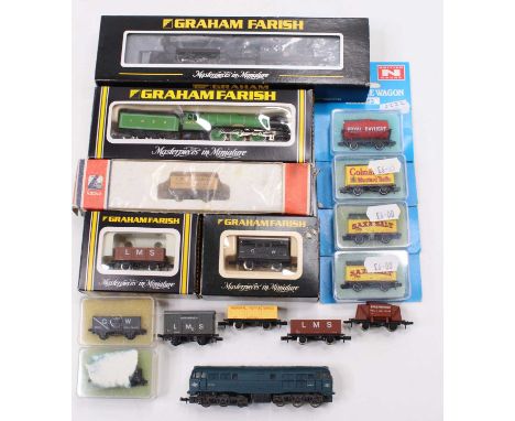 N-gauge items: Farish (Bachmann) 372-601 V2 loco &amp; tender, 2-6-2, BR lined black no.60807 early crest (E)(BE); Farish No.