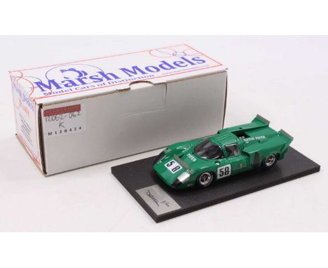 A Marsh Models 1/43 scale factory hand built model of a MM225 Lola T70MKIIIB, finished in green with racing No. 58, as driven