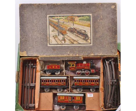 Bing electric train set comprising LMS 0-4-0 no.4429 loco and LMS tender, maroon with yellow &amp; black lining, 18 volt moto