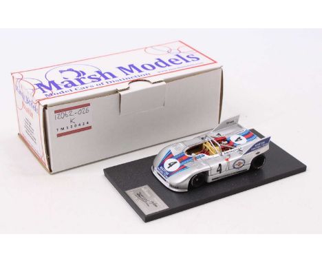A Marsh Models 1/43 scale factory hand-built model of an MM232 B4 Porsche 908/3 3rd place Nurburgring 1971 race car, comprisi