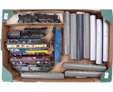 A trayful of unboxed 00-gauge items all in (VG-E) condition: Mainline 4-6-0 standard class loco &amp; tender BR black 75006; 