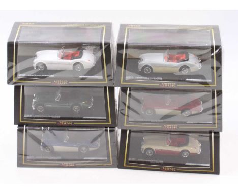 One tray containing a quantity of Vitesse 1/43 scale modern release Austin Healey related diecast vehicles to include a No. 2