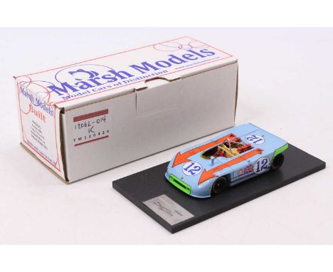 A Marsh Models factory hand-built model of a 1/43 scale No. MM231 B12 Porsche 908/3 race car, a 1970 Targa Florio 1st place e