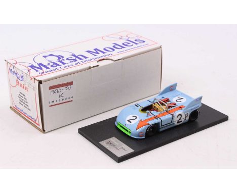 A Marsh Models factory hand-built model of a 1/43 scale No. MM232 B2 Porsche 908/3 Nurburgring 1971 race car, as driven by Be