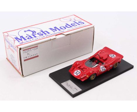 A Marsh Models 1/43 scale factory hand built model of a MM227M Ferrari P3 Can AM Mosport 1967 race car, finished in red with 