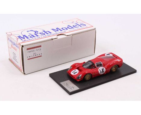 A Marsh Models 1/43 scale factory hand built model of a MM220B14 Ferrari P3 1966 Monza 1st race car, finished in red with rac