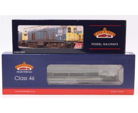 Two Bachmann Branch-Line diesel locos: 32-702DC class 46 no.D188 BR green, yellow panel on ends (NM) (BE-NM); 32-035DS class 