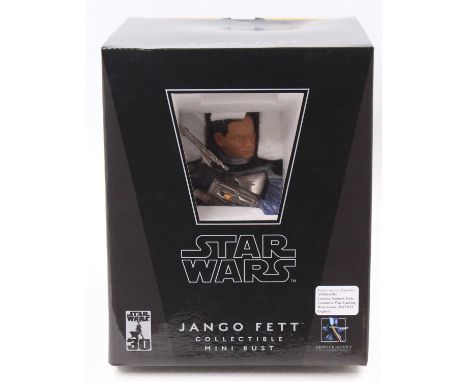 A Gentle Giant Ltd limited edition 1/6 scale Star Wars Jango Fett collectable mini bust, No. 2676/9000 released, housed in th