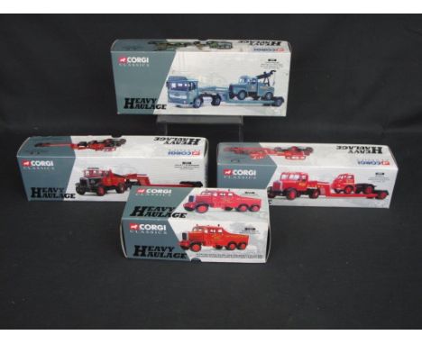 Four Corgi Classics Heavy Haulage diecast models to include 1:50 scale 31003 Chris Miller AEC ergomatic articulated Scammell 