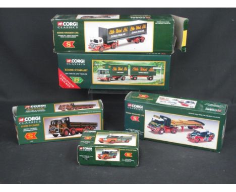 Five Corgi Classics Eddie Stobart LTD scale 1:43 diecast vehicles to include 07402 Land Rover, 97369 AEC truck and trailer (s