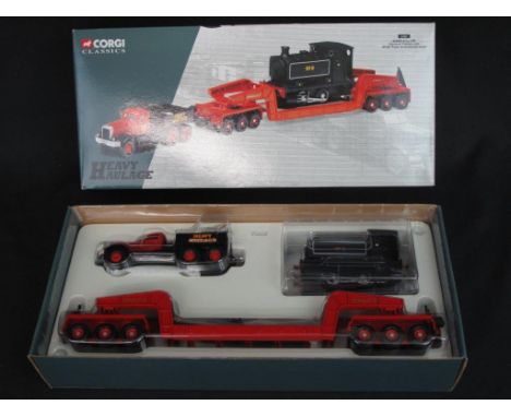 Corgi Classics Heavy Haulage, 1:50 scale Annis & Co. Limited Diamond T Ballast with girder, trailer and locomotive load, in o
