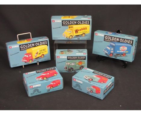 Six Corgi Golden Oldie's precision diecast scale models to include 19302 Bedford S-Weetabix, 30302 Thames Trader - Ever Ready