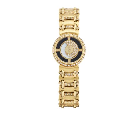 Sarcar. A lady's 18ct gold and diamond set bracelet watch with mystery style dial Magic Moon, Circa 1985 Quartz movement, gla