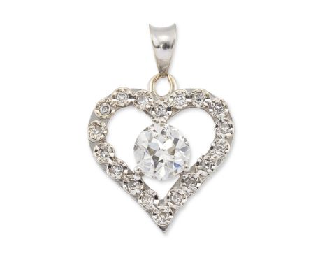 An 18ct white gold diamond pendant, with an old European-cut diamond, with an estimated weight of approximately 1.40 carats, 