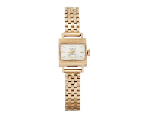 Swiss. A 9ct gold manual wind bracelet watch retailed by Buren  Edinburgh hallmark for 1965 Jewelled manual wind movement, si