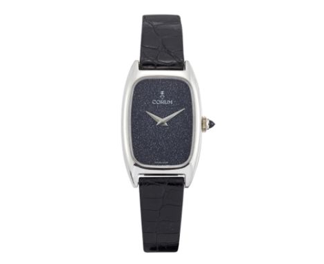 Corum. A lady's 18ct white gold manual wind wristwatch with blue goldstone glass dialRef: 27330, circa&nbsp;199017 jewel manu