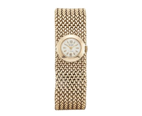 Swiss. A 9ct gold manual wind bracelet watch retailed by Josarn London hallmark for 1961 17 jewel manual wind movement, silve