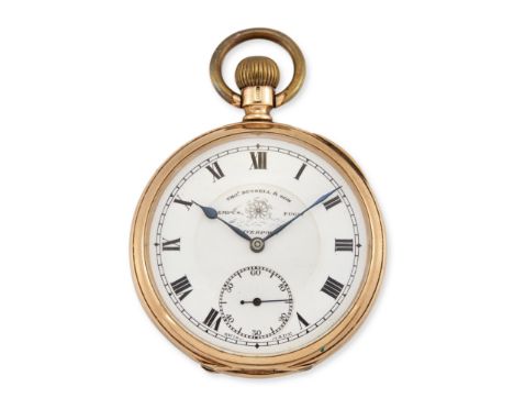 Thomas Russell & Son. A 9ct gold open-face pocket watch Chester hallmarks for 1922 10 jewel keyless lever movement, signed Th