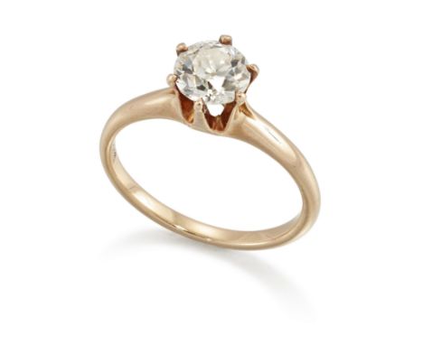 A diamond single stone ring, with an old European-cut diamond, with an estimated weight of approximately 1.00 carat, six claw