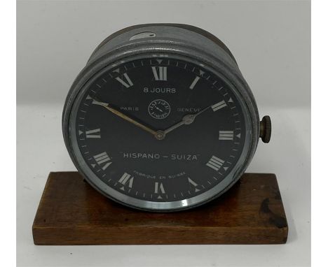 Aluminium casing with screw-front bezel, 8-day black-faced with Roman numerals, side-winding and button adjust, single stud-f