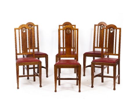 A SET OF SIX EARLY 20TH CENTURY LIGHT OAK DINING CHAIRS each 45cm wide Condition: minor surface scratches and wear