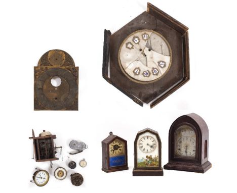A LANCET TYPE MANTLE CLOCK with silvered dial, the three train movement for restoration and with losses to the striking eleme