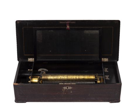 A SWISS MUSICAL BOX in a faux rosewood painted case, 66.5cm x 27.5cm x 15cm Condition: the workings with a comb in good condi