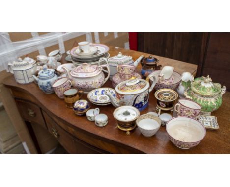 A MIXED COLLECTION OF ANTIQUE PORCELAIN AND POTTERY to include a pair of Berlin porcelain cabinet plates with pierced edges a