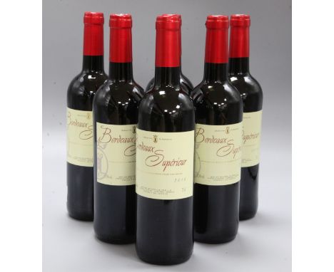 Six bottles of Bordeaux Superieur red wine