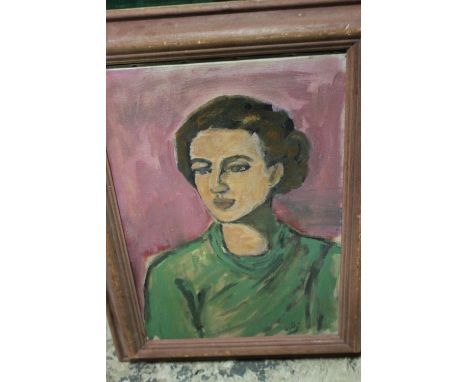 D.Y. A 20th century impressionist portrait study of a young woman, signed with initials lower right, oil on canvas, framed, 5