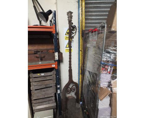 A WROUGHT IRON BARLEY TWIST LAMP STANDARD/POST