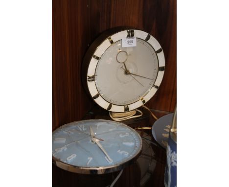 A RETRO MANTLE CLOCK TOGETHER WITH ANOTHER 