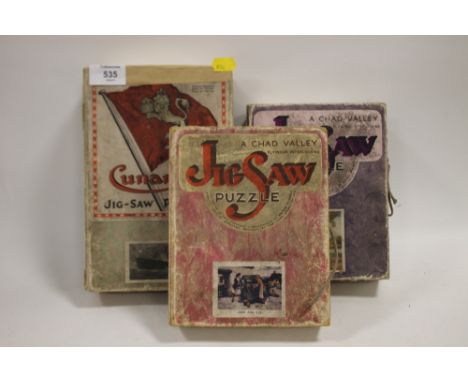 TWO CHAD VALLEY VINTAGE JIGSAWS TOGETHER WITH A CUNARD WHITESTAR EXAMPLE