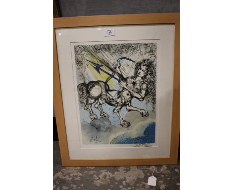 AFTER SALVADOR DALI, 'Sagittarius', see verso, signed in pencil lower right, lithograph, colour, with complimentary hand sign